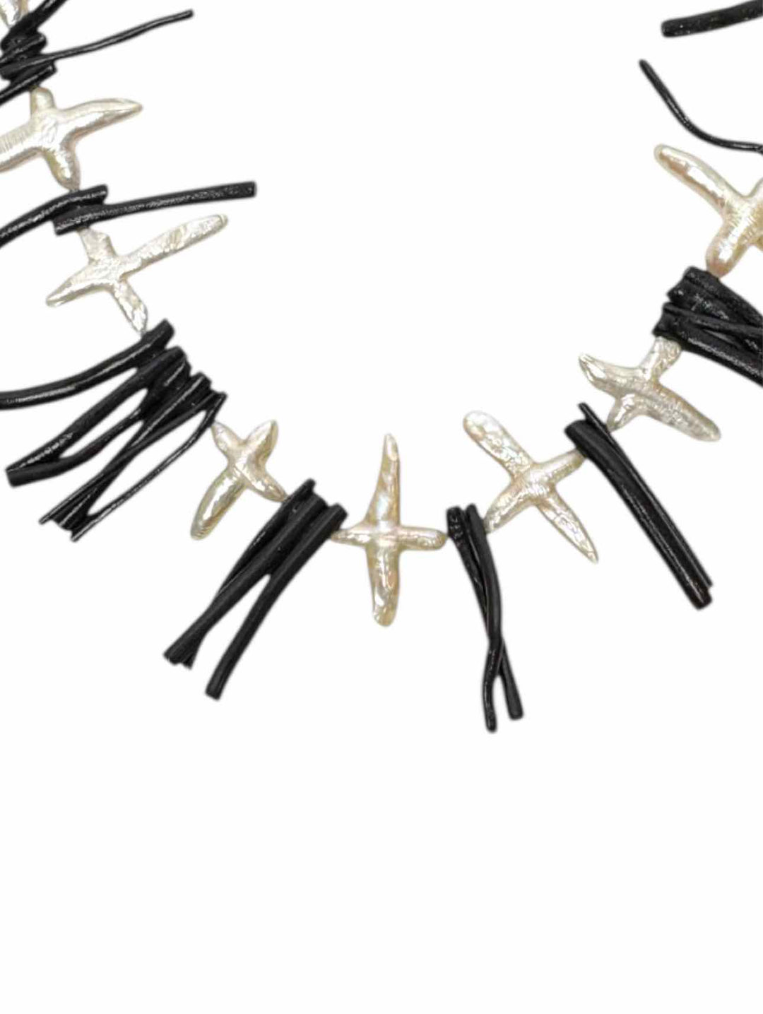 Skanda Multi Strand Black & White Coral Branch Necklace