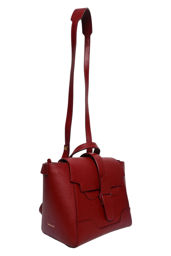 Senreve Merlot Grained Leather Mini Maestra Convertible Shoulder Bag BackPack