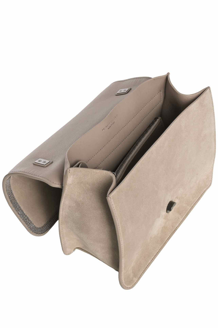 Brunello Cucinelli Monili Suede Soft Top Handle Bag