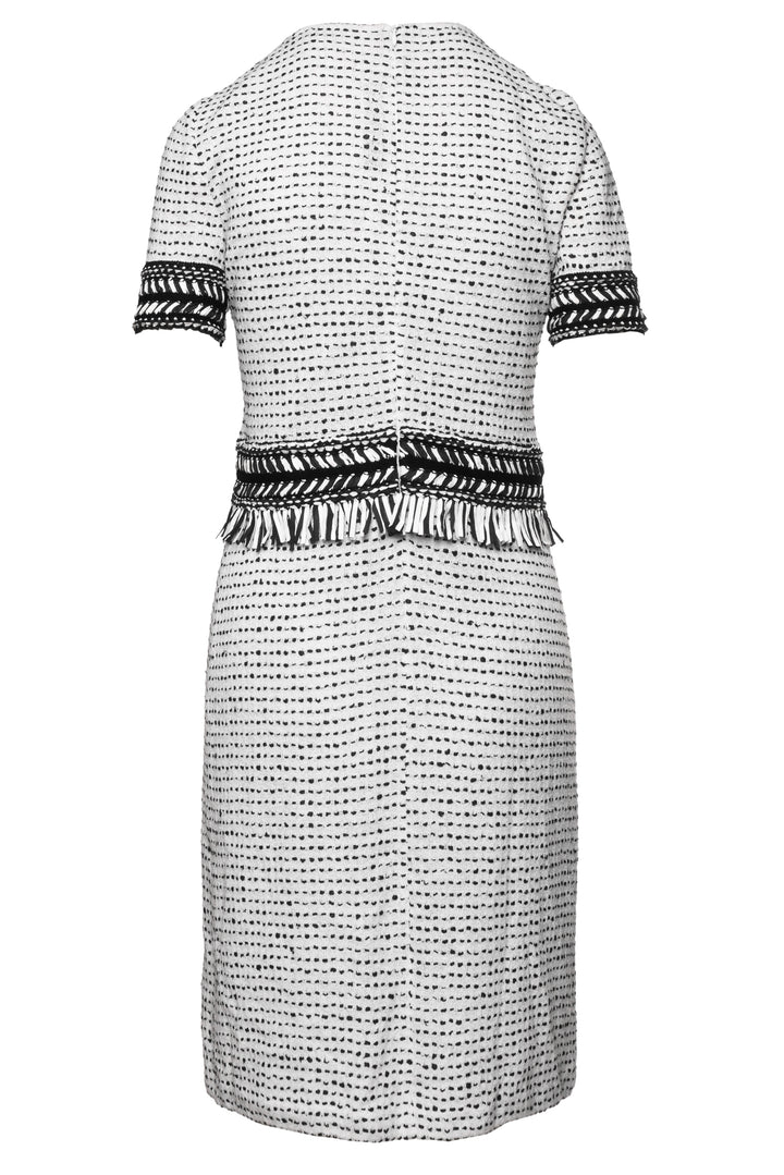 St. John Size 4 Tweed Fringe Short Sleeve Midi Dress