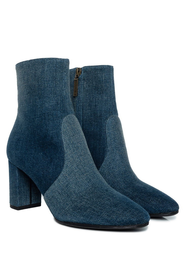 Saint Laurent Size 36.5 Denim Lou 75 Zip Ankle Boots