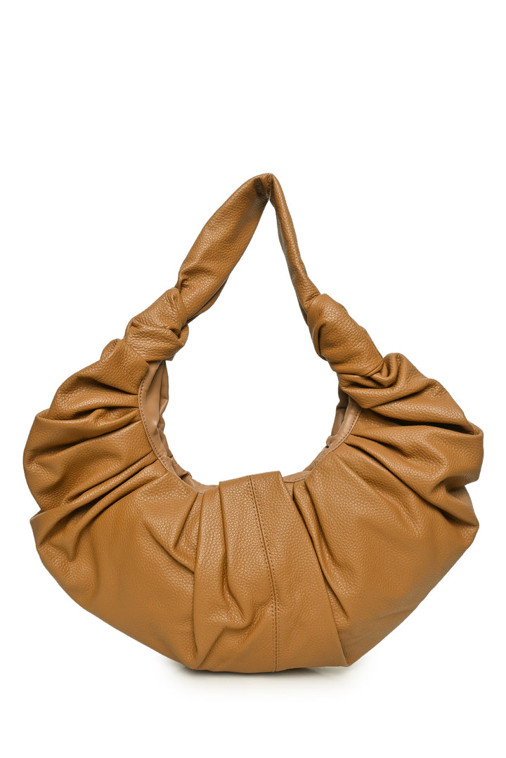 Gia Studios Croissant Pleated Vegan Leather Shoulder Bag