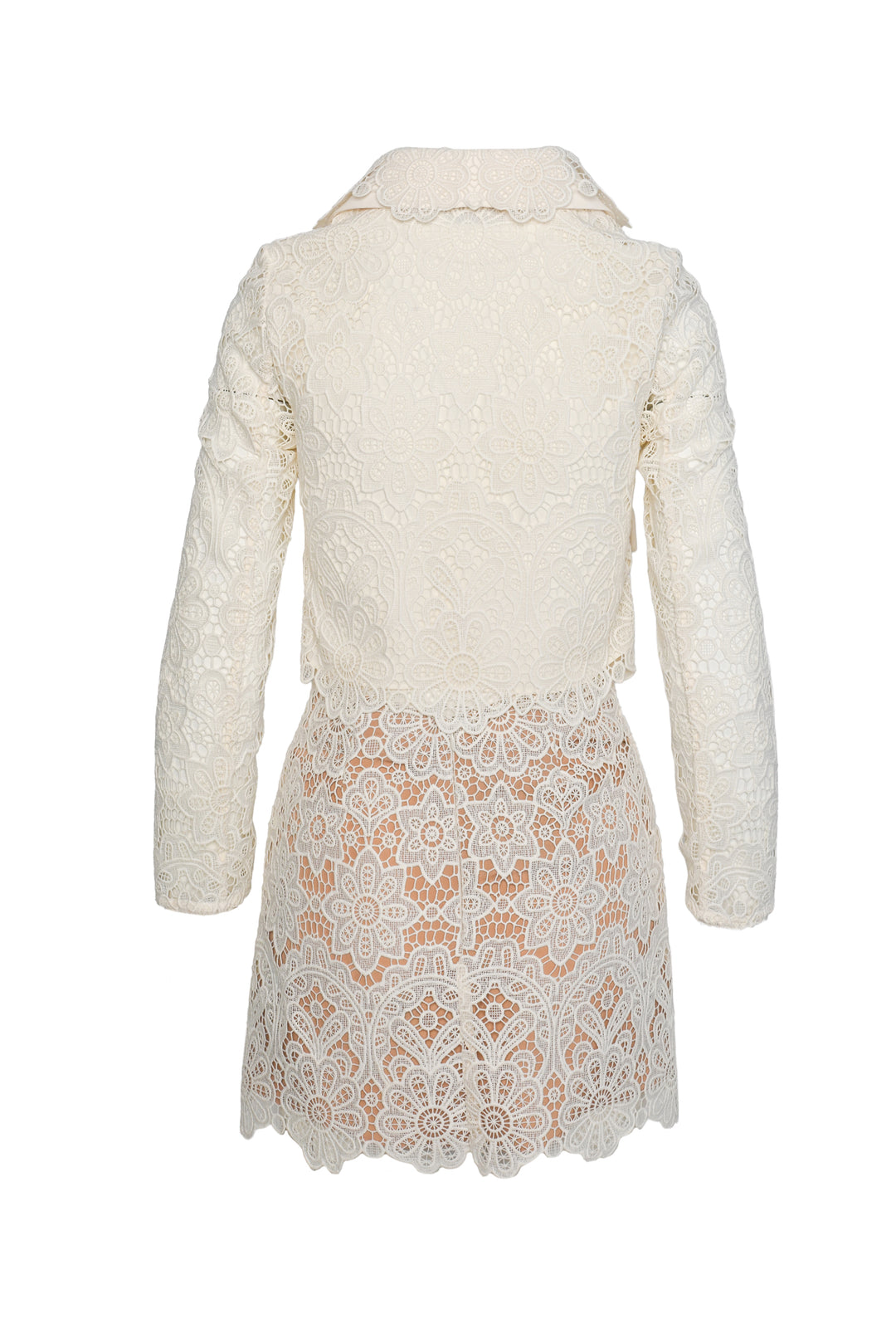 Self Portrait Size 2 Floral Guipure Cropped Jacket & Mini Skirt Set