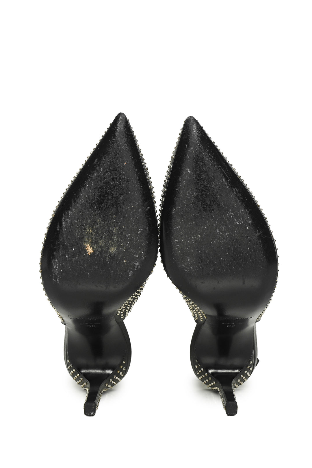Saint Laurent Size 36 Leather Studded Slingback Pumps