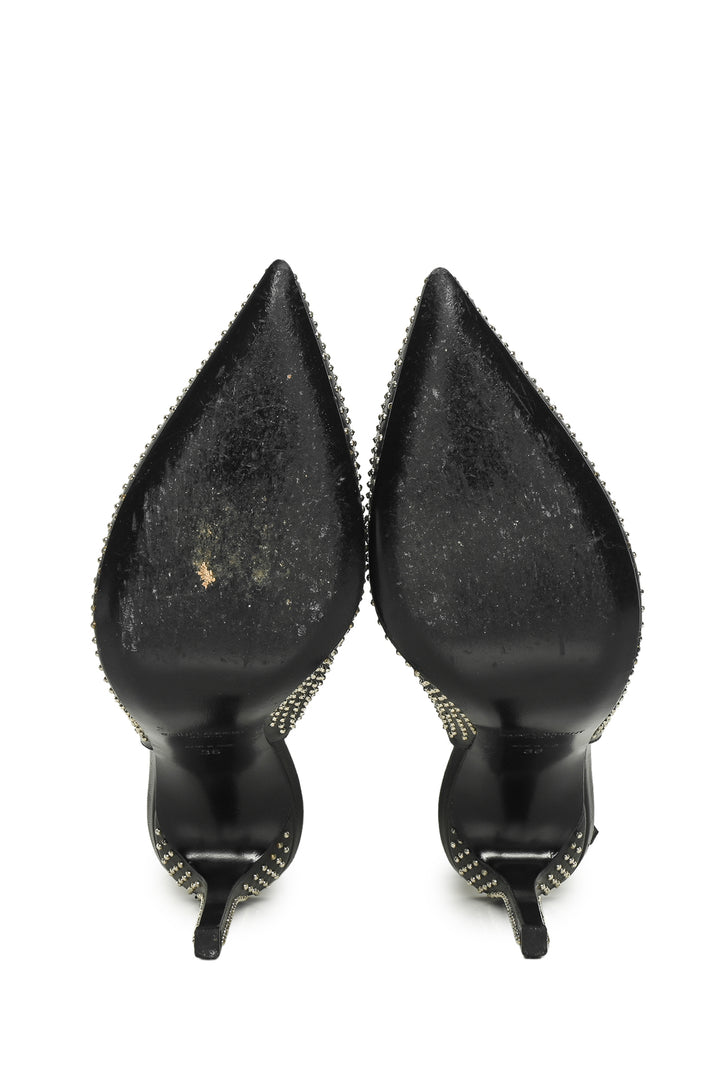 Saint Laurent Size 36 Leather Studded Slingback Pumps