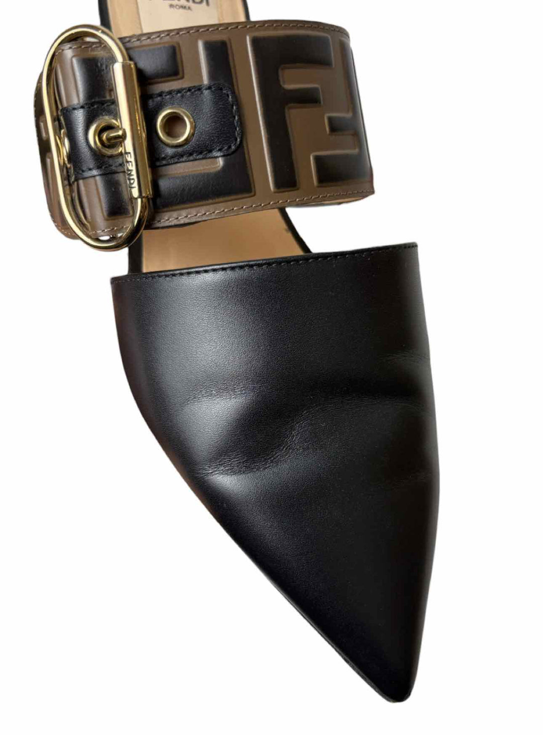 Fendi Size 37 Zucca Leather Mules & Clogs