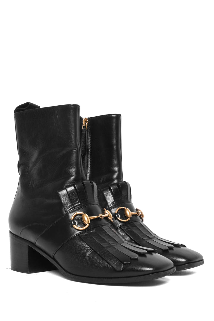 Gucci Size 36 Horsebit Fringe Ankle Boots