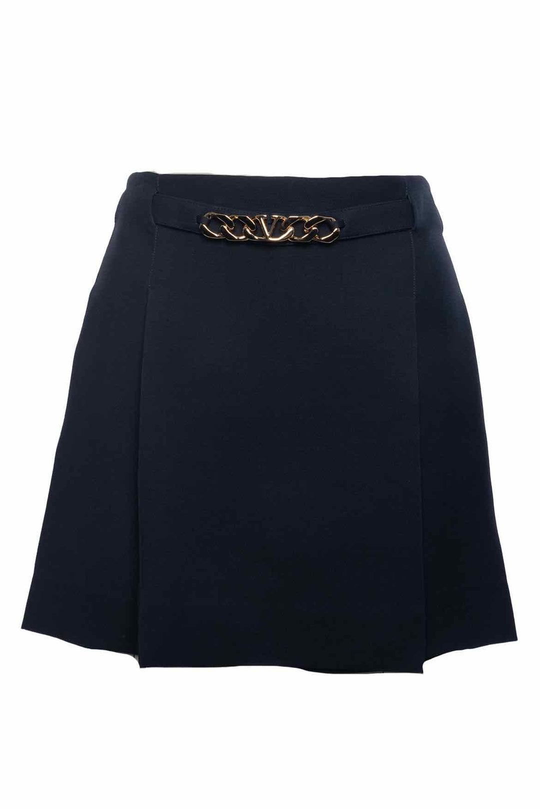 Valentino Size 48 Chain-Link Pleated Mini Skirt