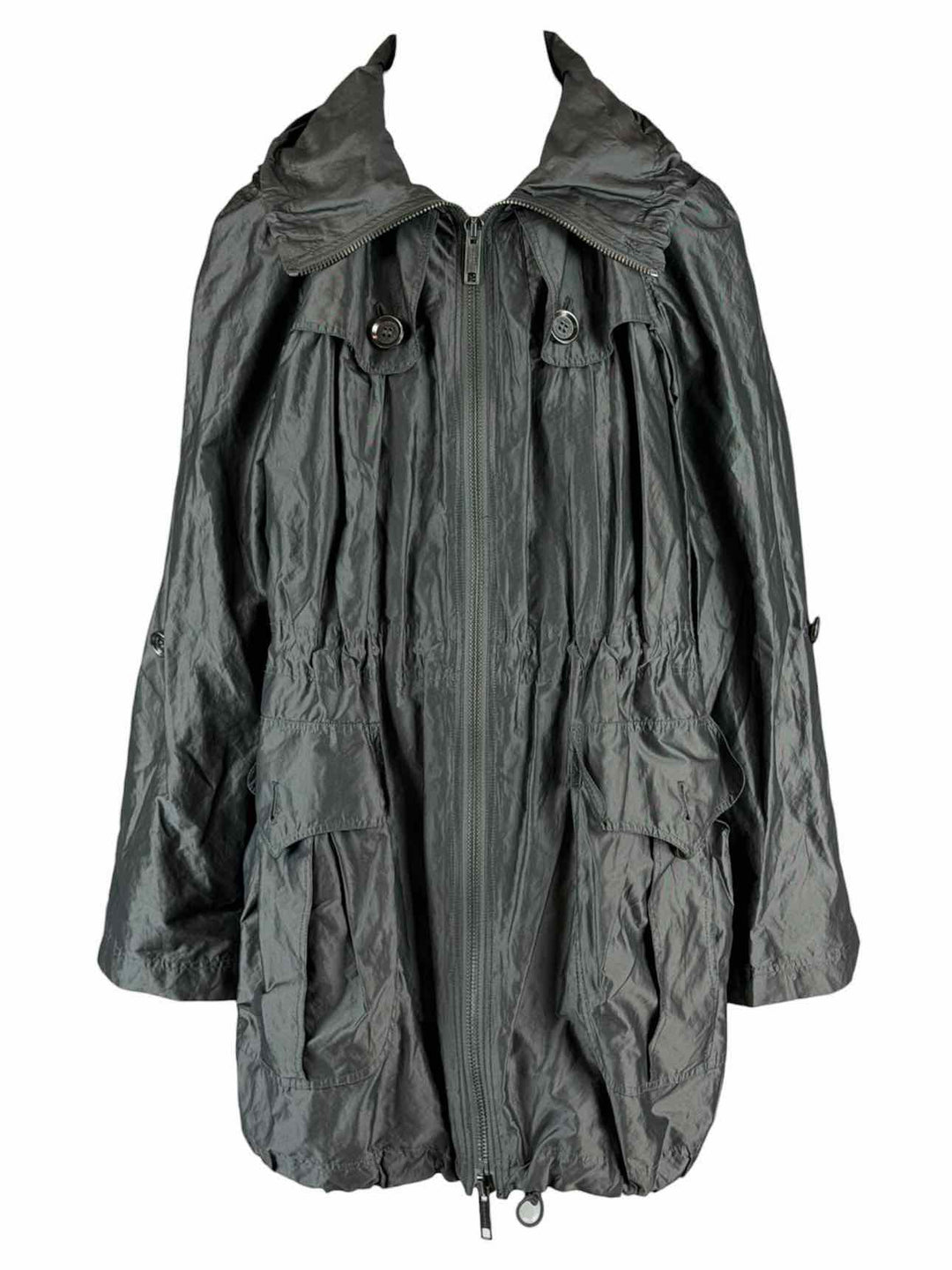 Burberry Size 12 Metallic Hooded Utility Coat