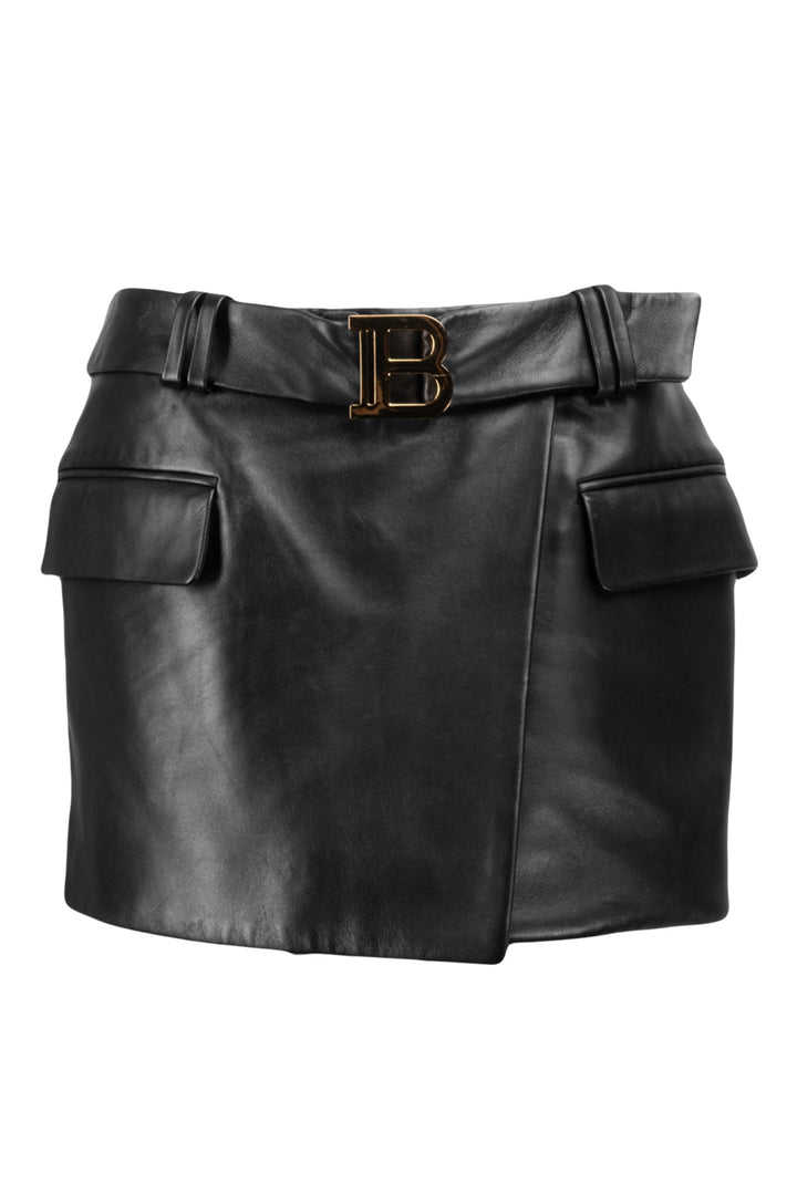 Balmain Size 36 B Buckle Wrap Effect Mini Skirt