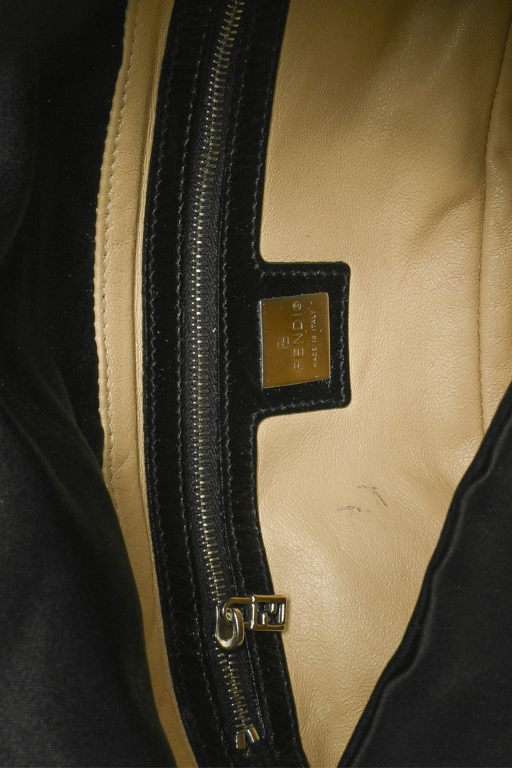 Fendi Crystal Embellished Satin Baguette Shoulder Bag