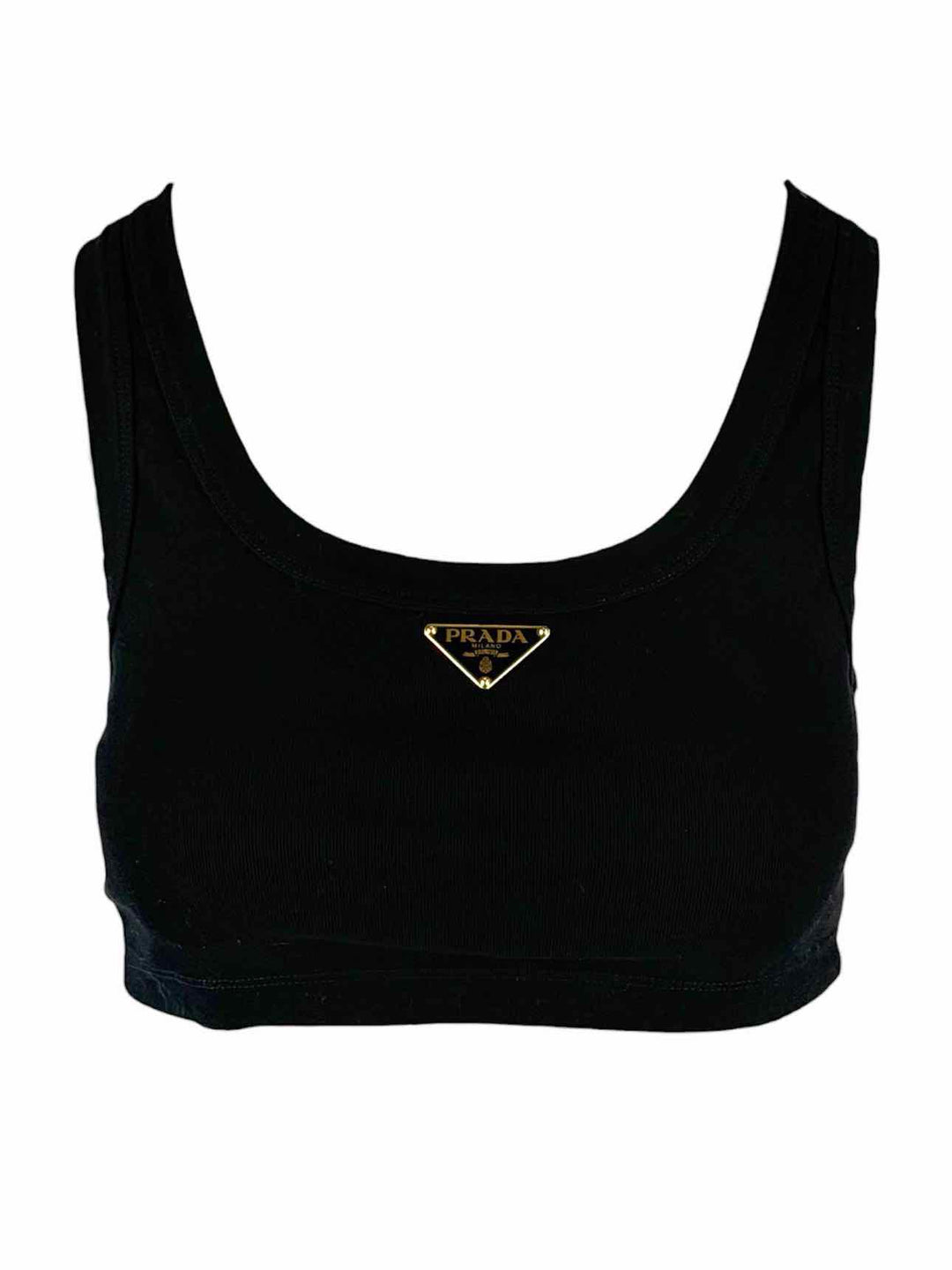 Prada Size 36 2022 Triangle Logo Jersey Cropped Tops