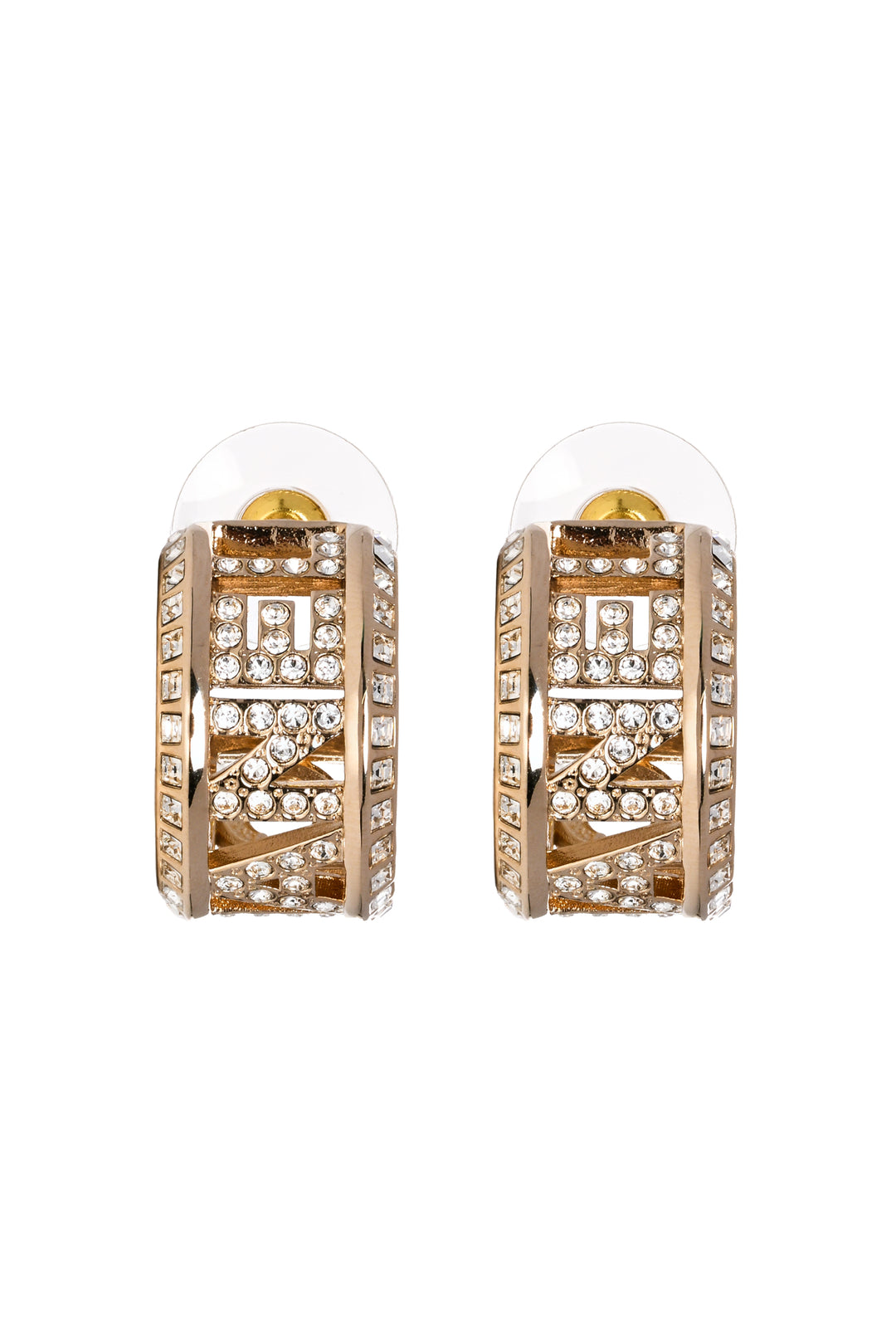 Chanel 2024 Crystal Logo Hoop Earrings