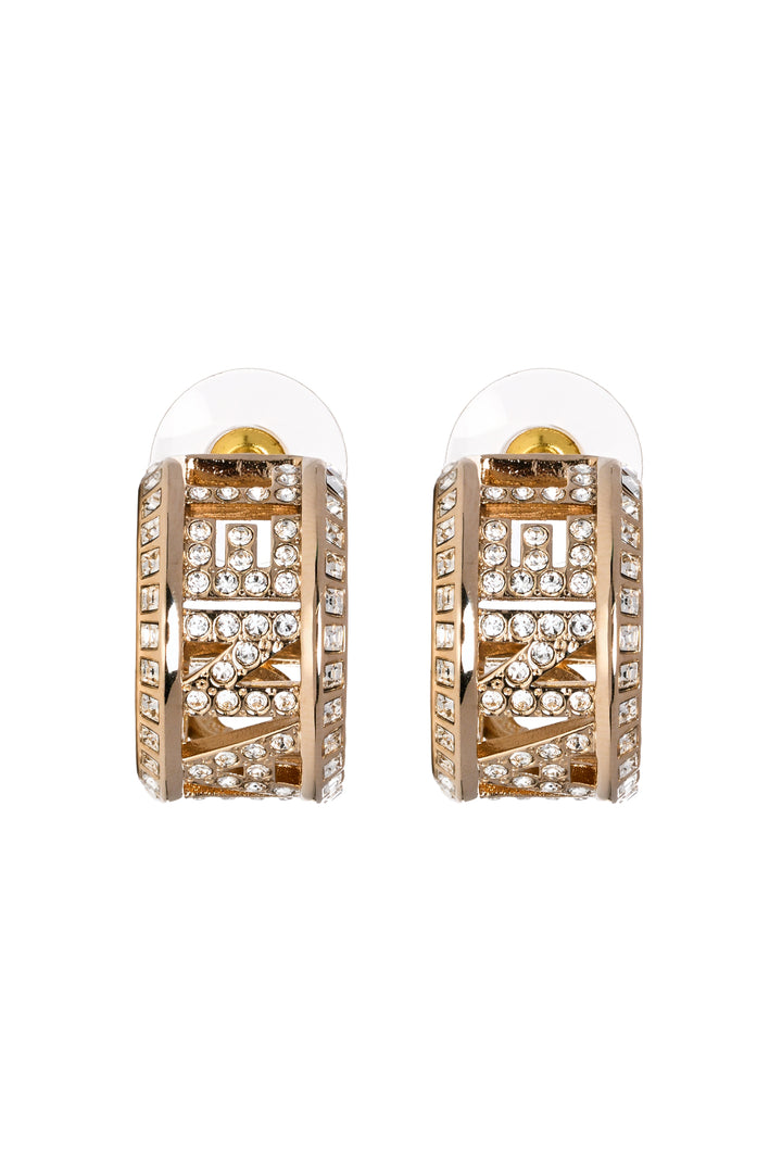 Chanel 2024 Crystal Logo Hoop Earrings