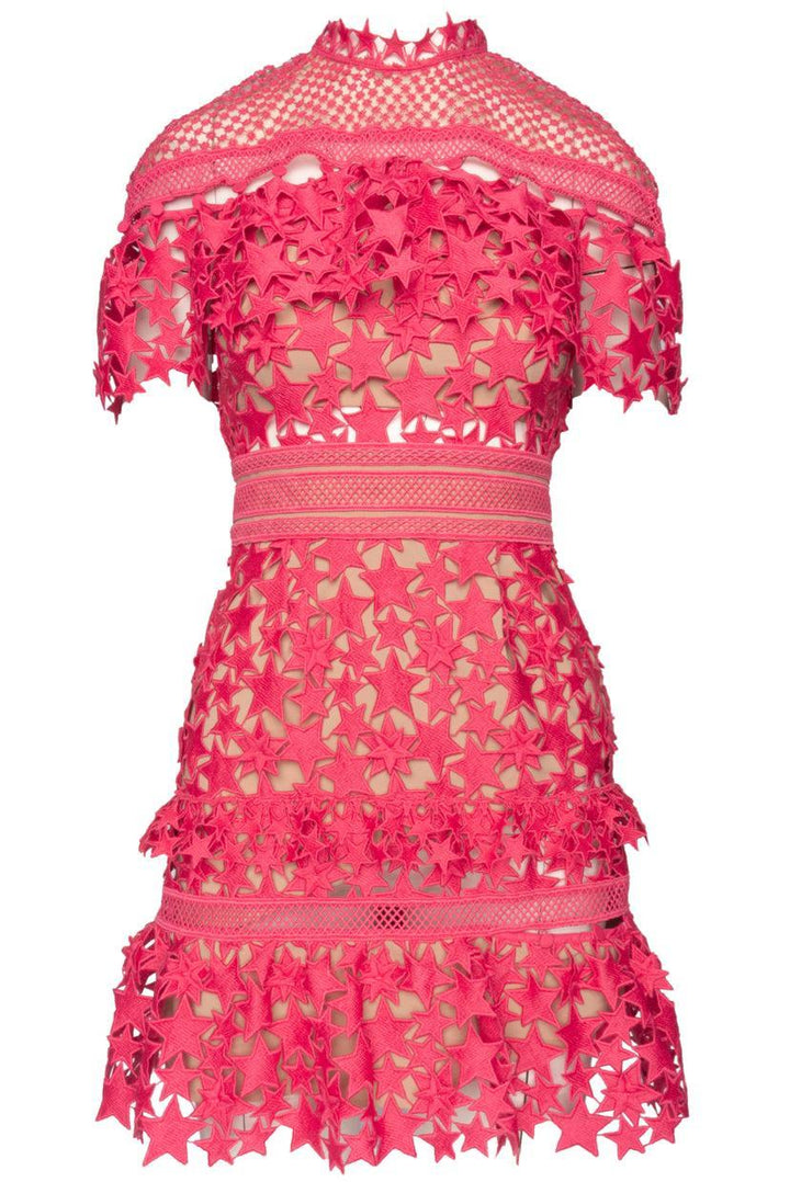 Self Portrait Size 4 Yoke Ruffled Star Lace Mini Dress