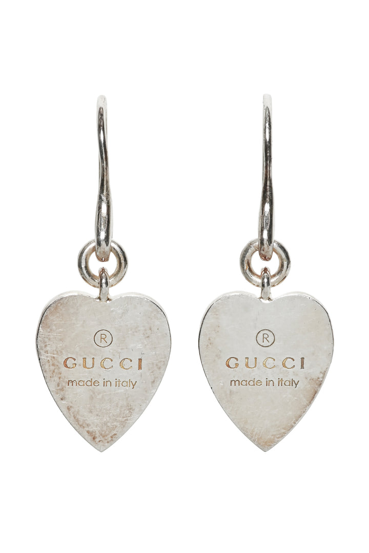 Gucci Sterling Silver Heart Dangle Earrings