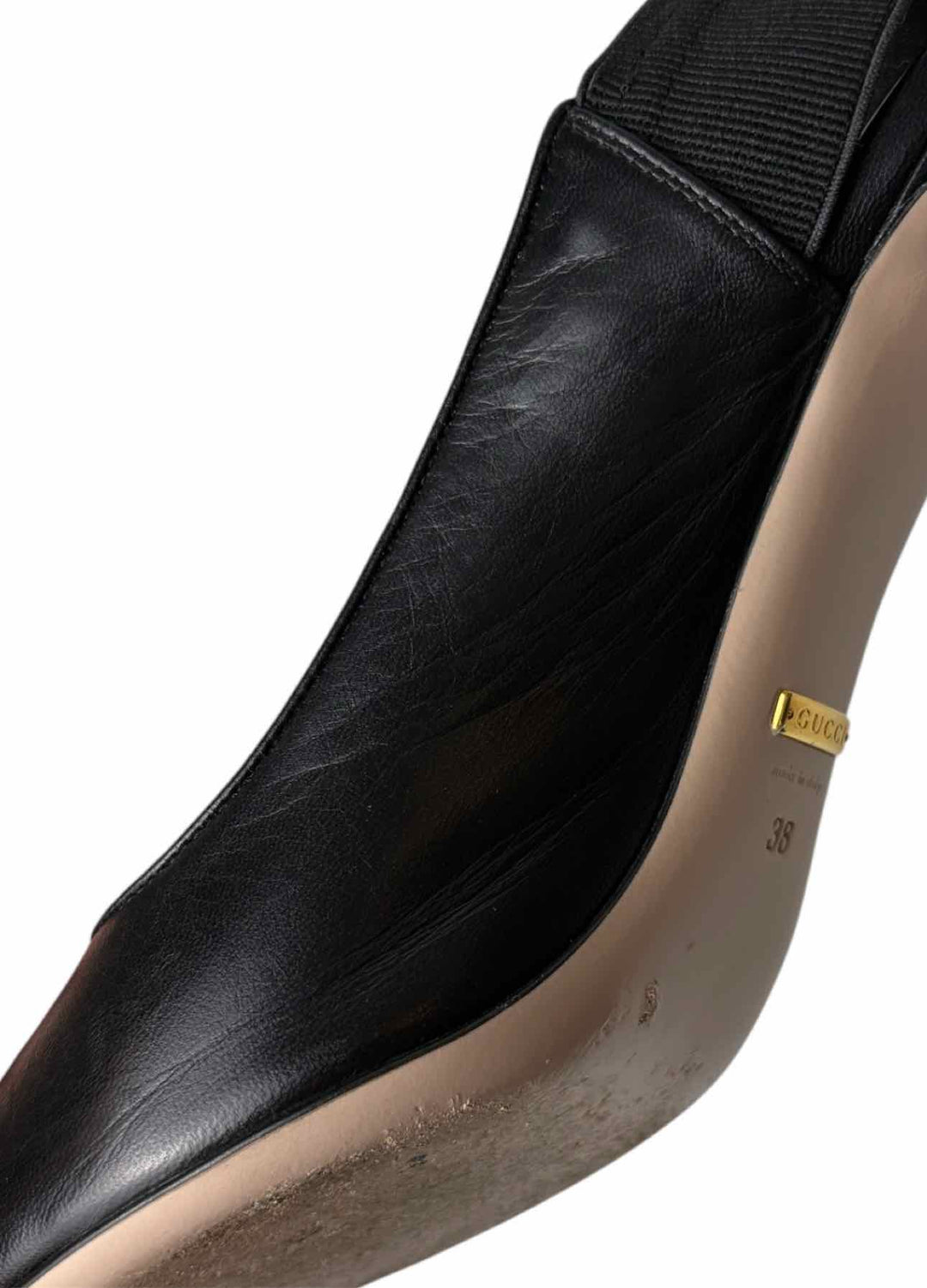Gucci Size 38 Sylvie Web Embroidered Bee Leather Slingback Pumps