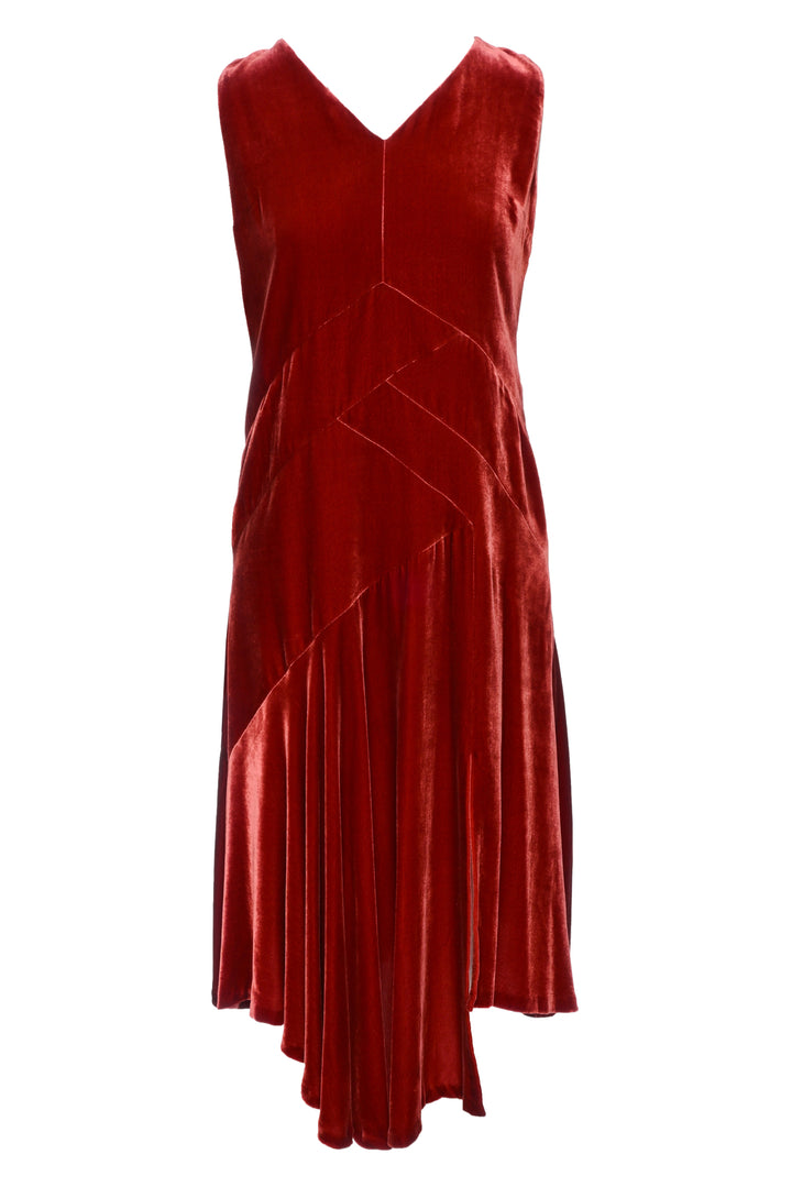 Lafayette 148 Size 6 Ashlena Asymmetical Draped Velvet Midi Dress