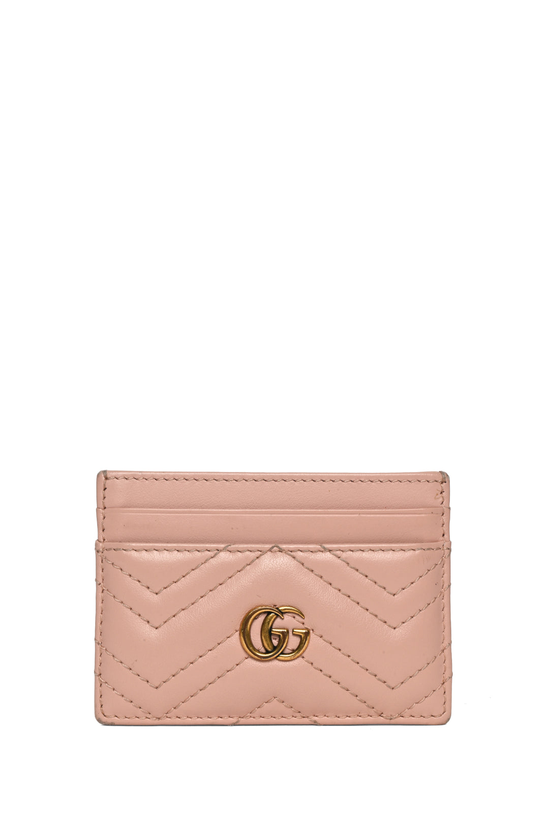 Gucci Chevron Quilted Leather GG Marmont Card Holder Wallet