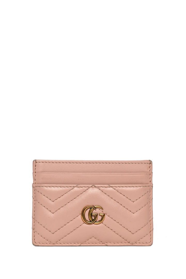 Gucci Chevron Quilted Leather GG Marmont Card Holder Wallet