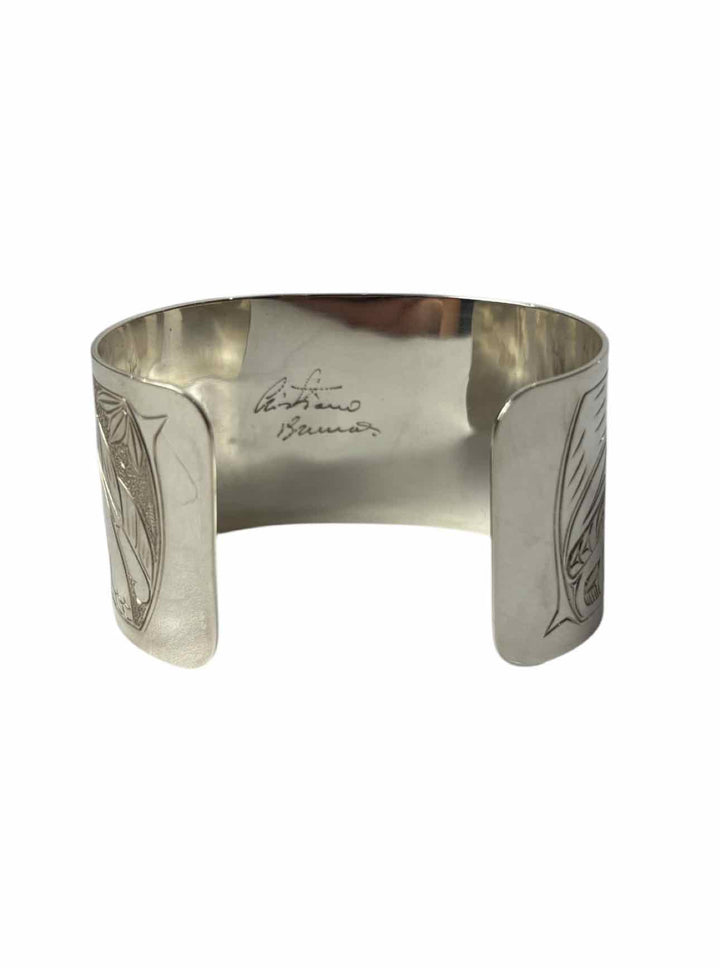 Silver Carved Indigenous Bracelet