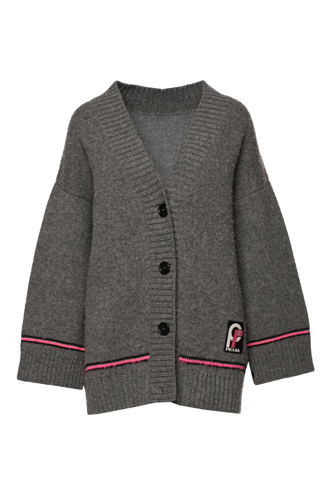 Prada Size 40 2018 Logo Patch Cardigan