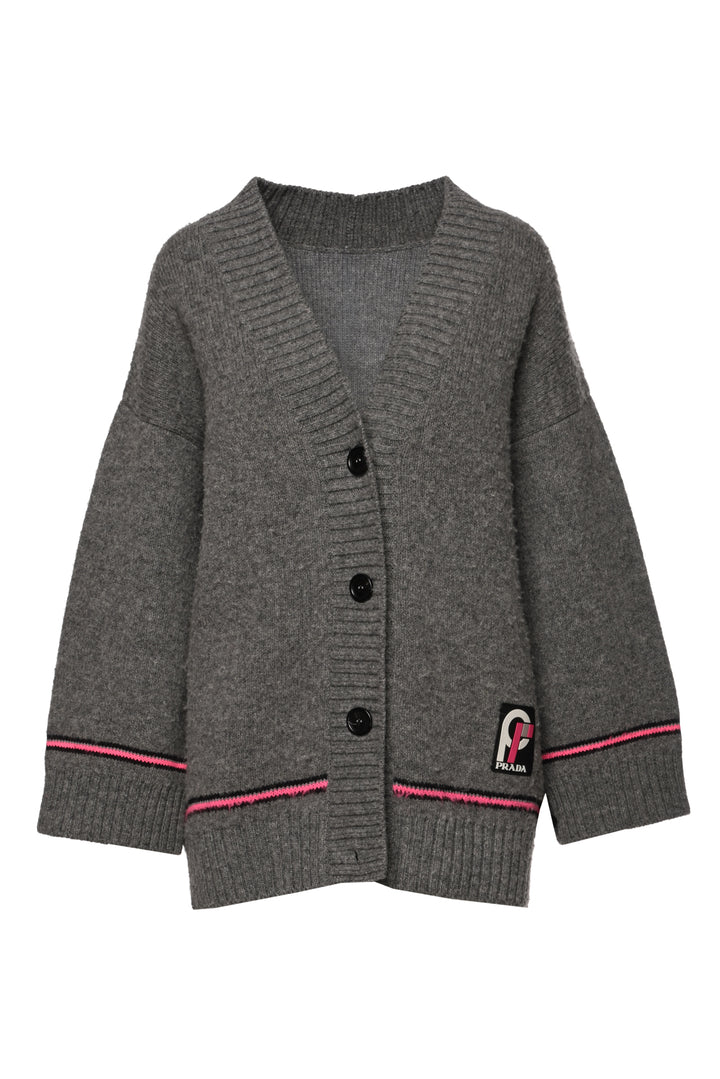 Prada Size 40 2018 Logo Patch Cardigan