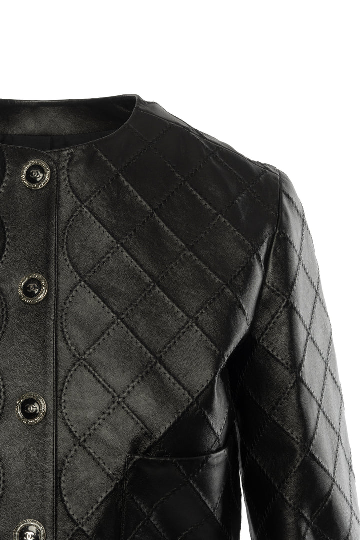 Chanel Size 34 2022 Quilted Lambskin Leather Jacket