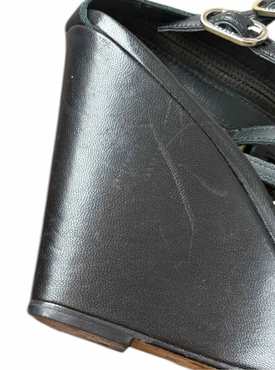 Chanel Size 38 Leather Gladiator Wedge Sandals