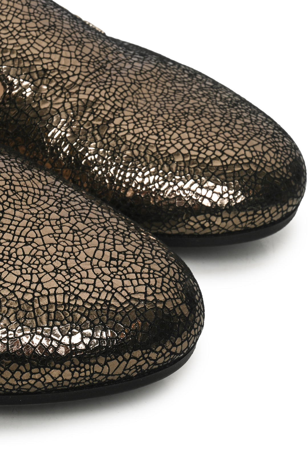Prada Size 36 Crackle Finish Metallic Leather Flats