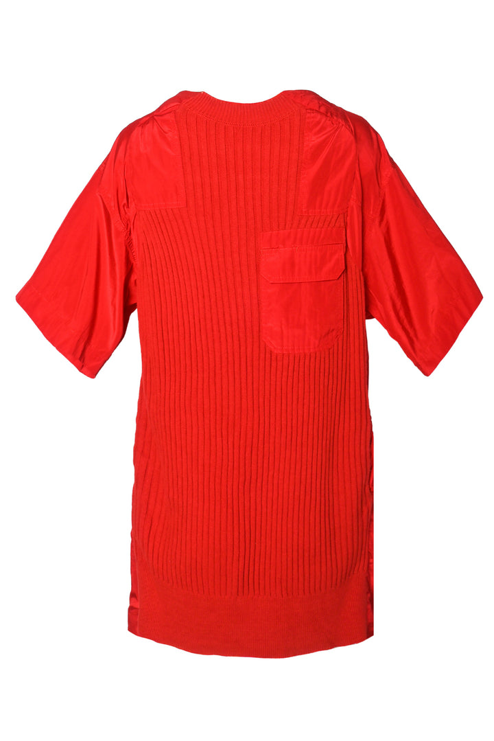 Sacai Size 2 Cotton Blend Ribbed Knit Mini Tunic Dress