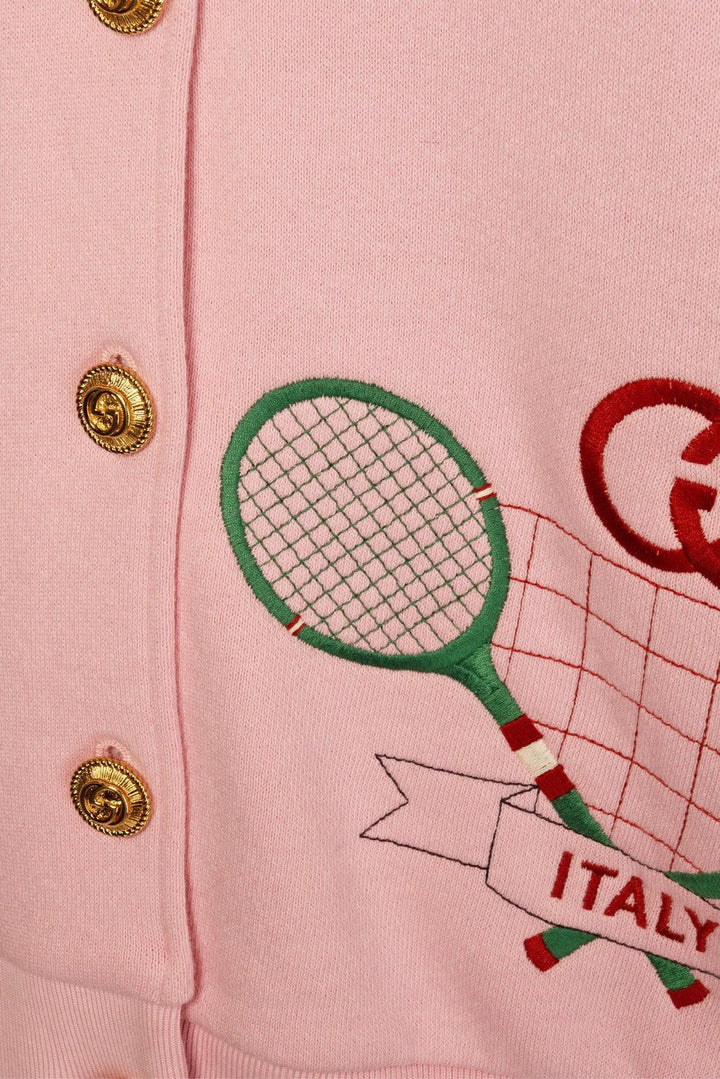 Gucci Size XS Oversize Hooded Tennis Logo Button-up Sweatshirt