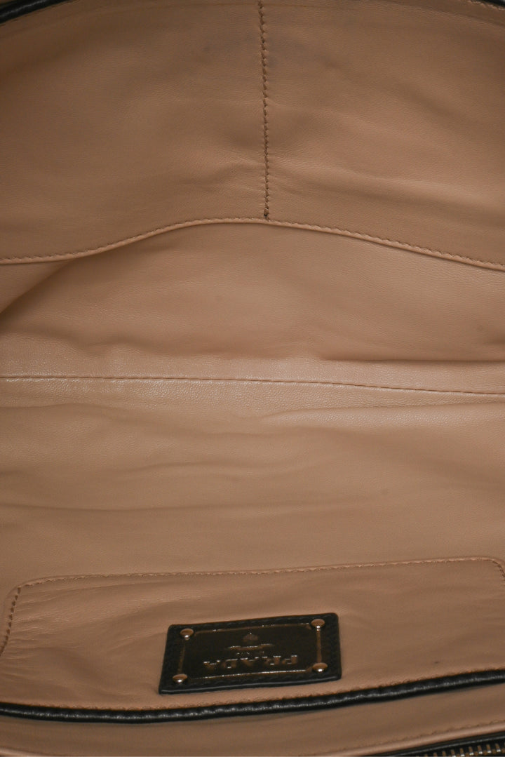 Prada Triangle Logo Large Leather Clutch