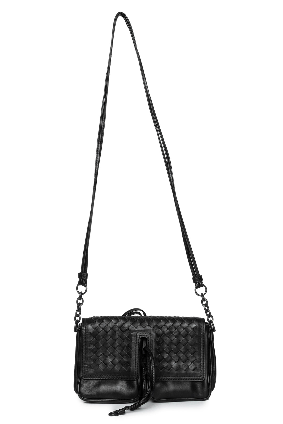 Bottega Veneta Intrecciato Leather Double Pocket Flap Crossbody