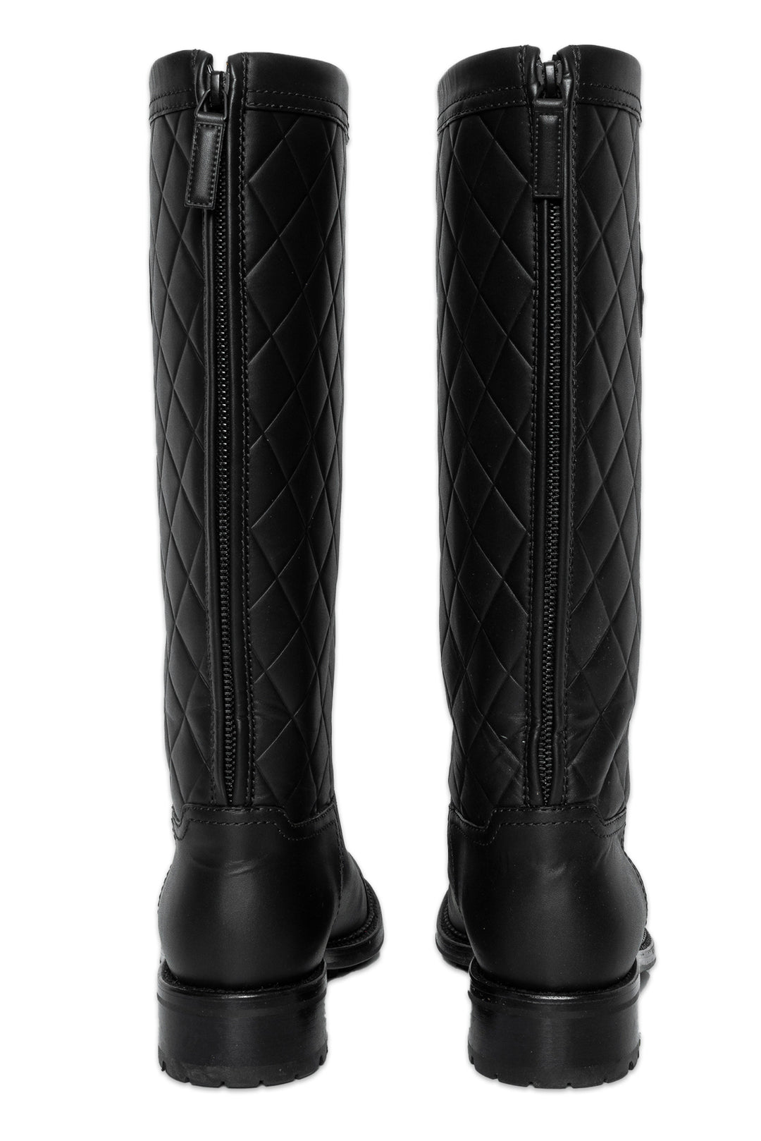 Chanel Size 37 Quilted Calfskin Leather Knee High Boots