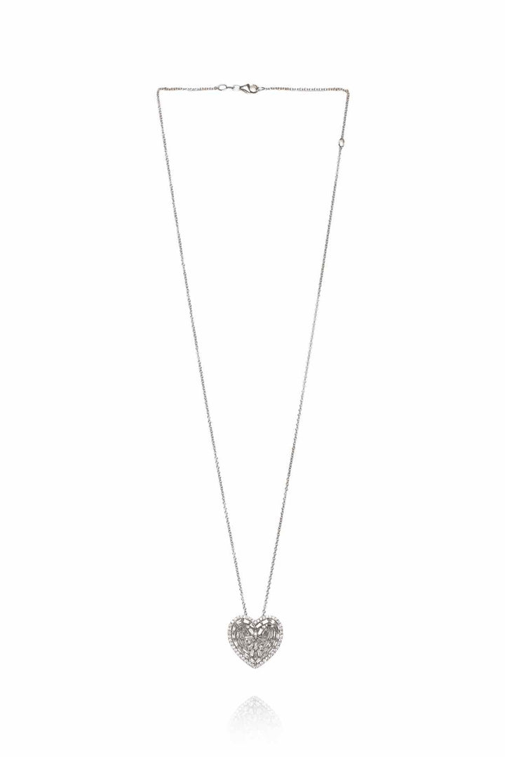 Effy 14K White Gold Diamond Heart Pendant Necklace