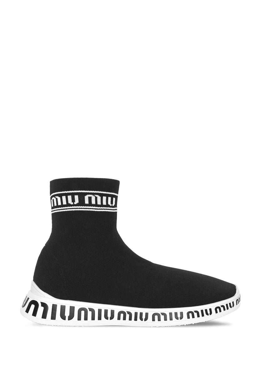Miu Miu Size 39 Logo Knit Sock Sneaker