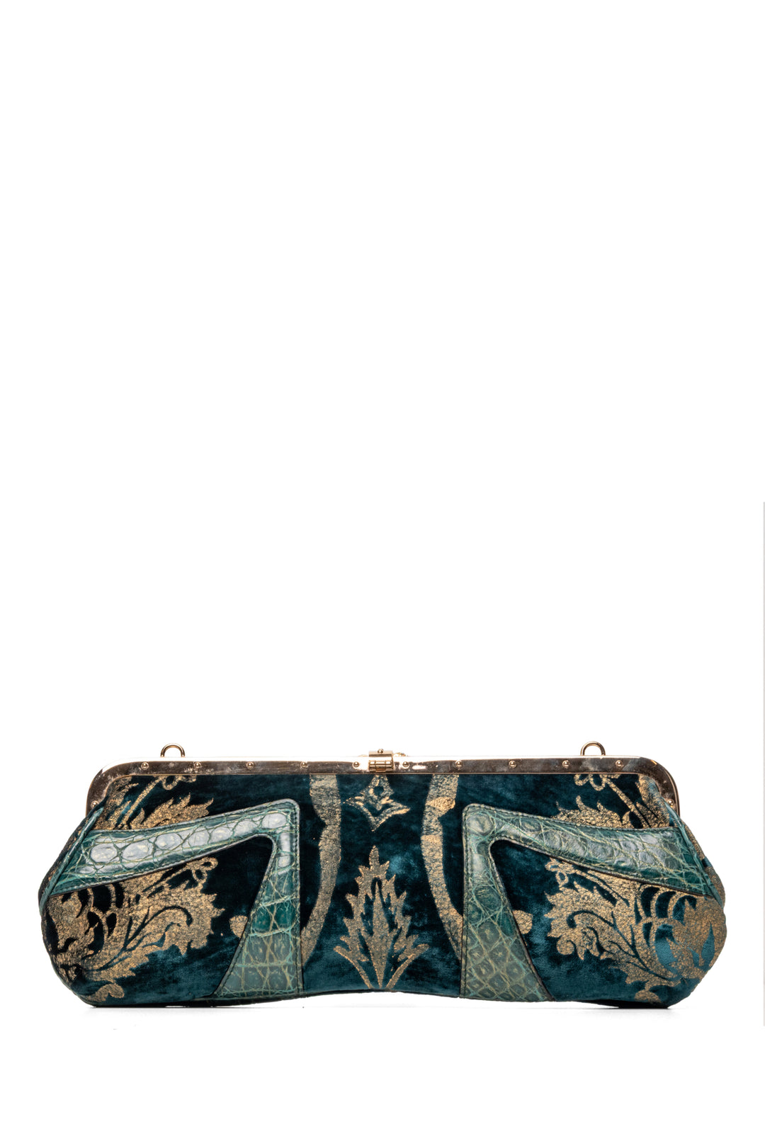 Gucci Tom Ford-Era F/W 2004 Crocodile Trim Velvet Dragon Clutch
