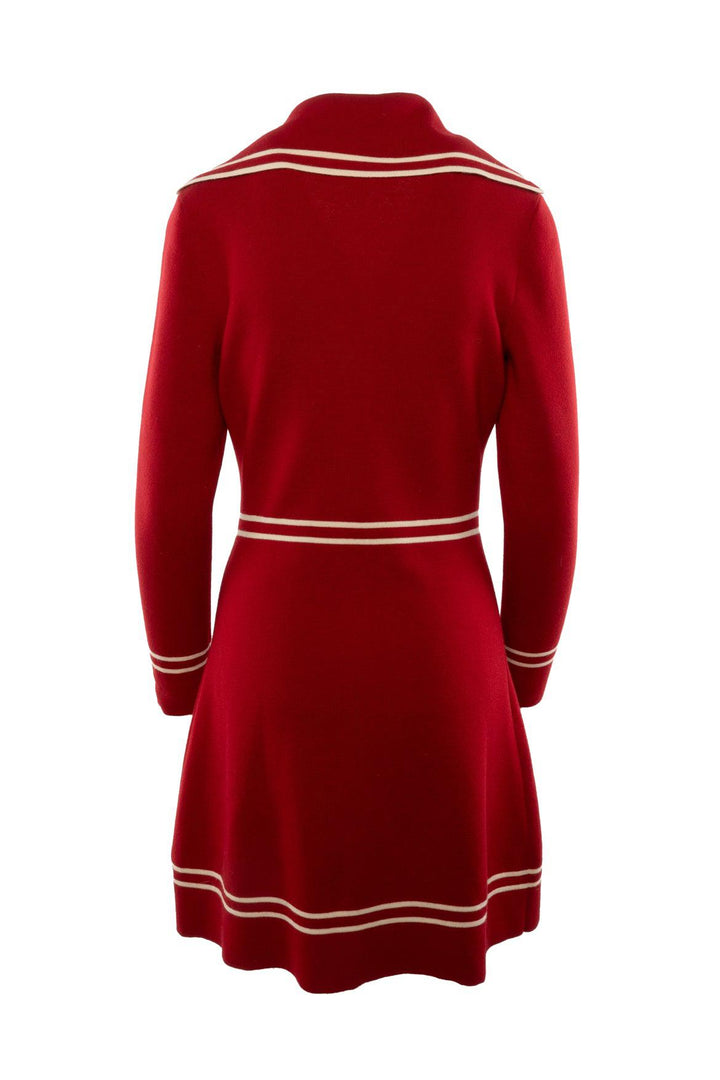 Gucci Size S Horsebit Detail Jacquard Knit Wool Mini Dress