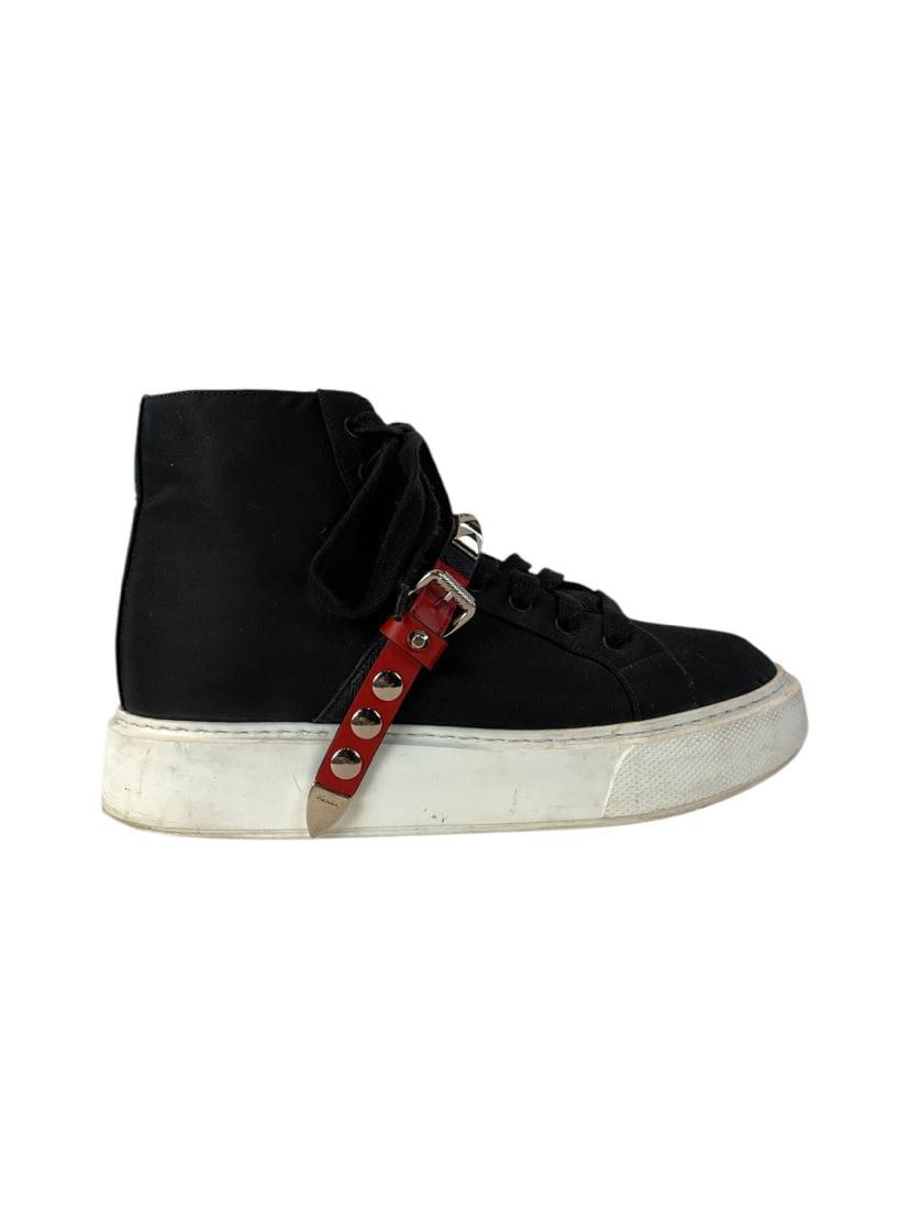 Prada Size 39 Nylon Studded Accent High Top Sneaker