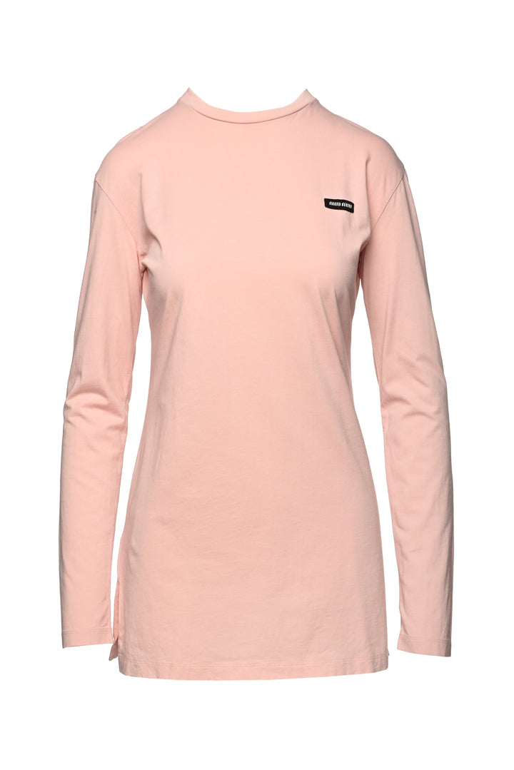 Miu Miu Size XS 2023 Logo Cotton Long Sleeve T-Shirt