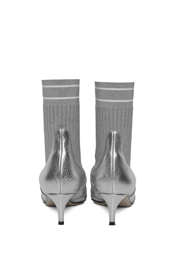 Fendi Size 36.5 Leather Rockoko Scuba Stretch Ankle Boots