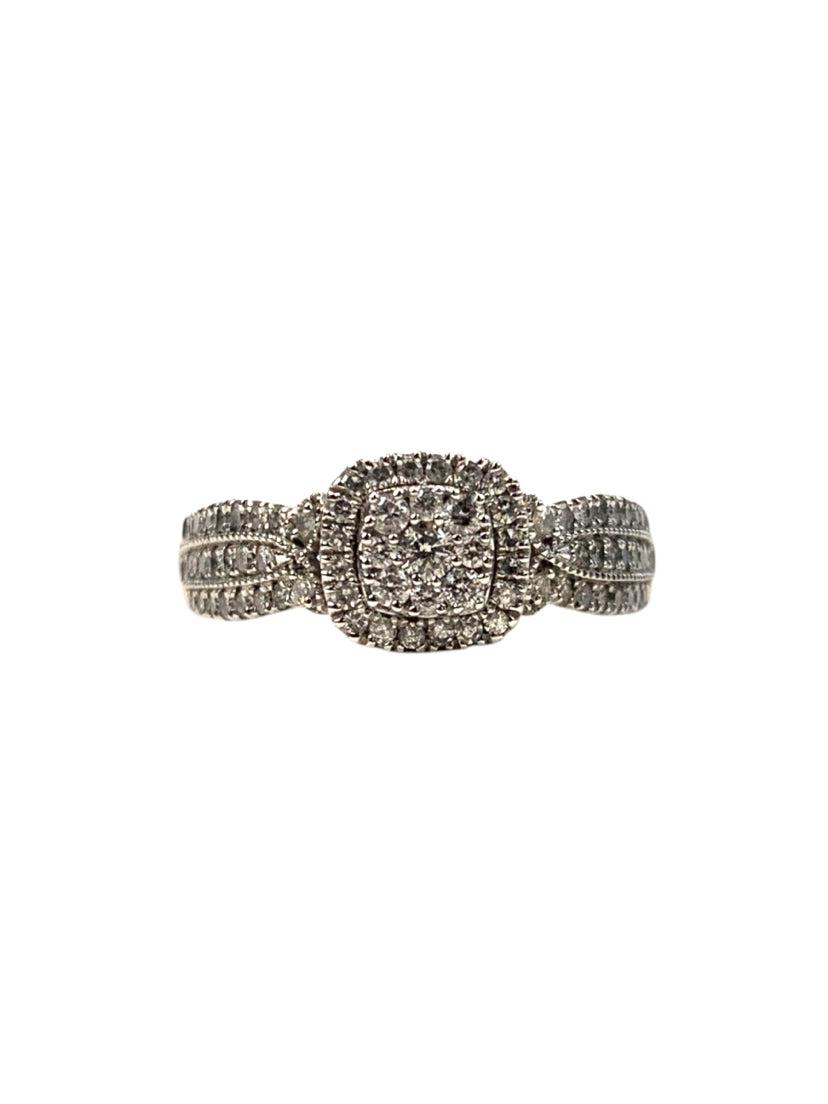 Michael Hill Size 7 Square Halo Diamond  Ring