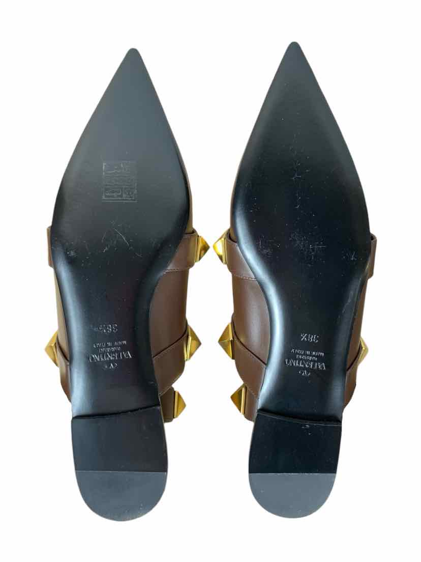 Valentino Size 38.5 Roman Stud Pointed Toe Flats