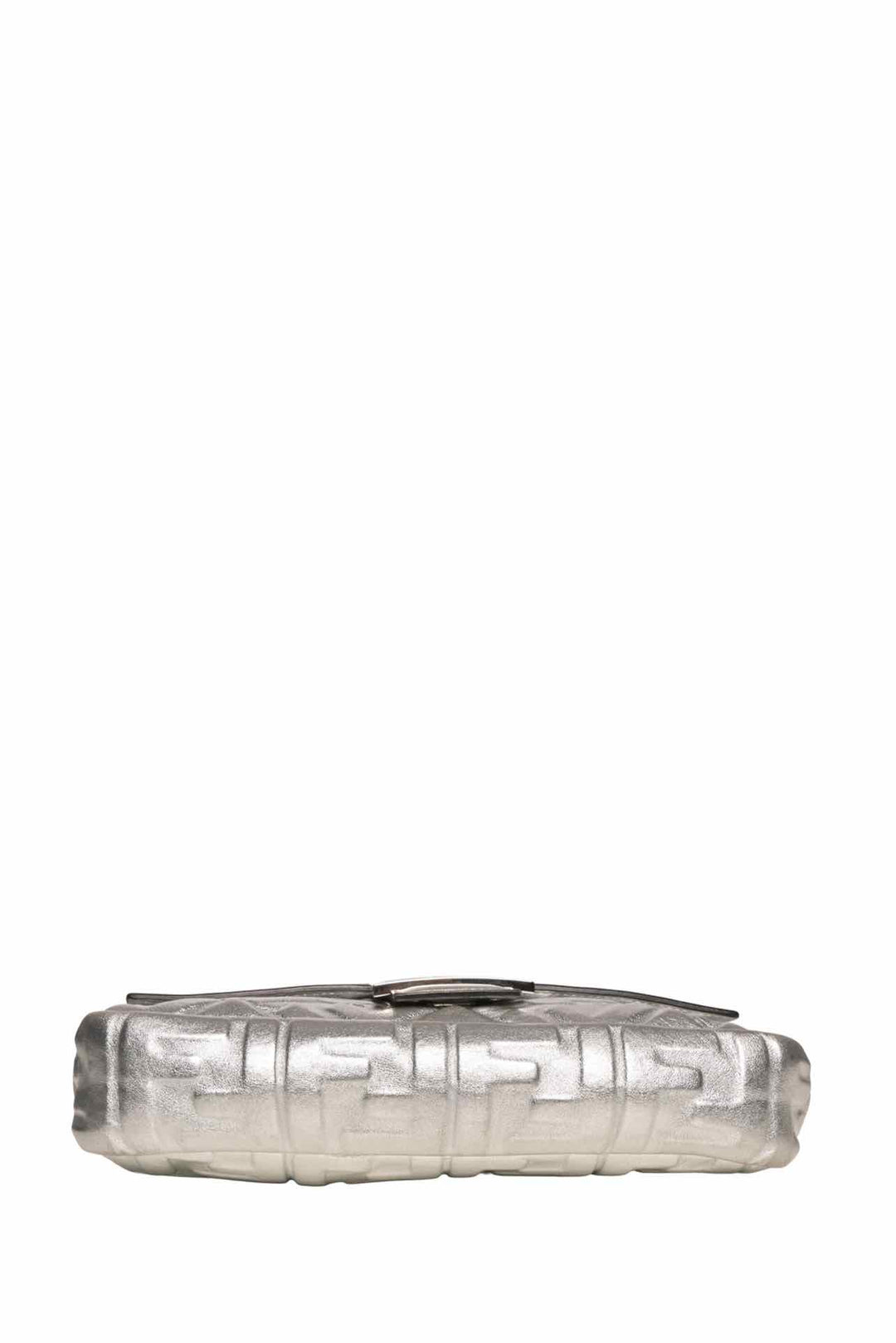 Fendi Metallic Silver Embossed Baguette Crossbody
