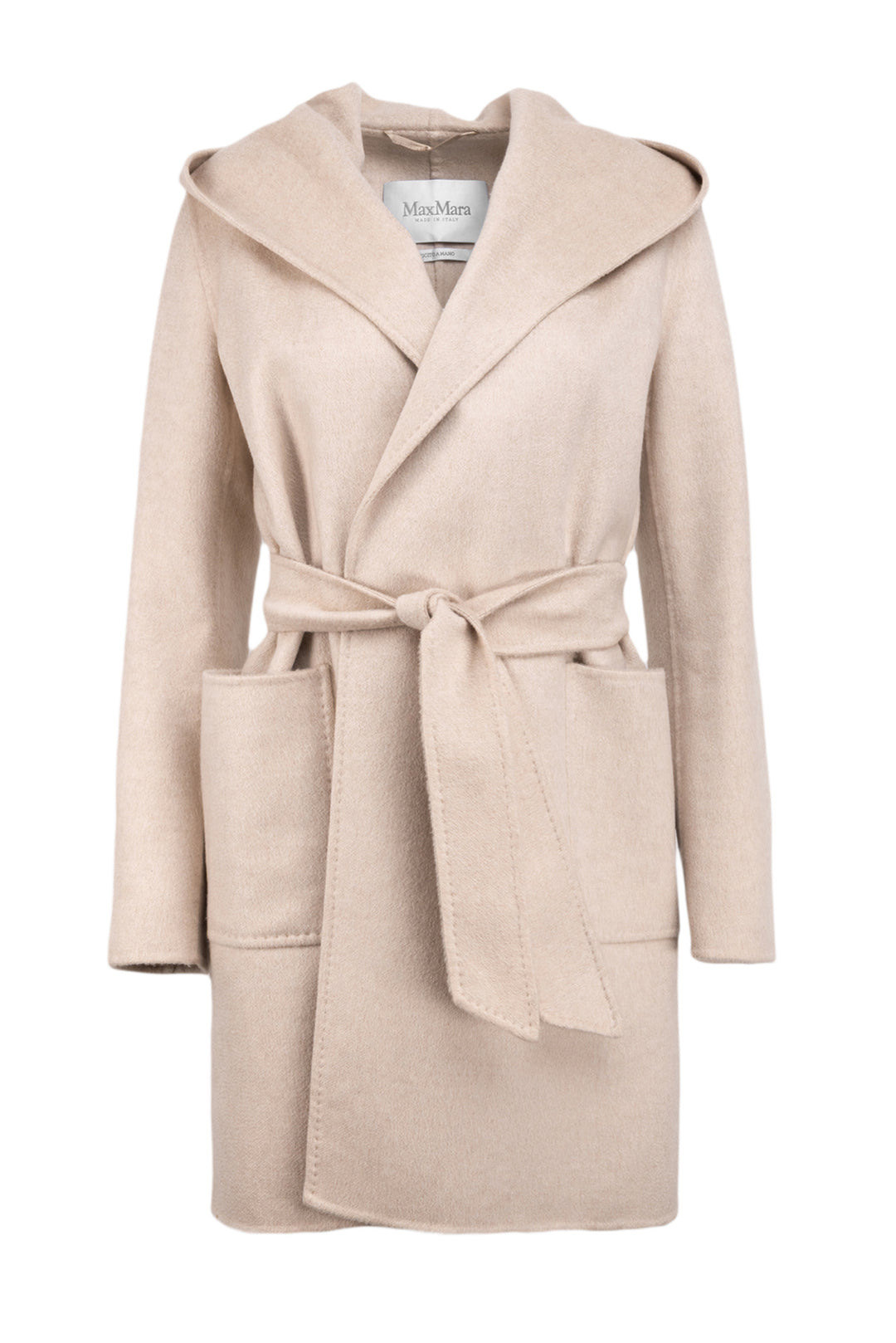 Max Mara Size 6 Hooded Belted Cashmere Coat