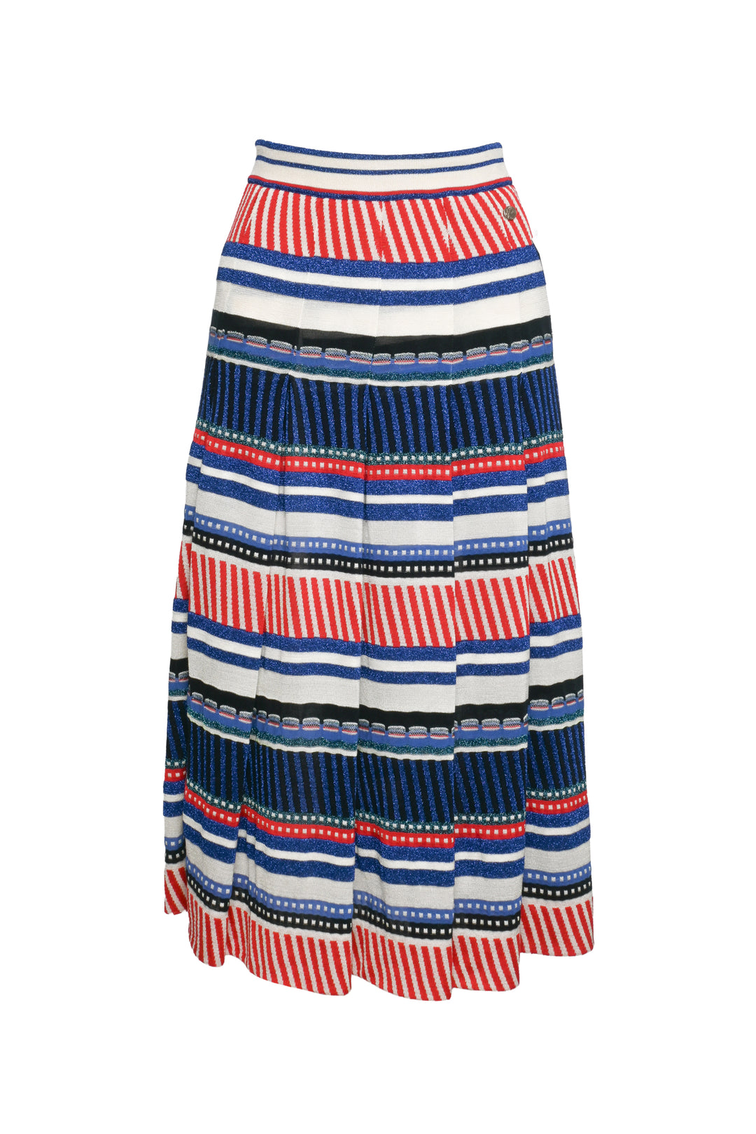 Chanel Size 36/40 Metallic Striped Top & Pleated Skirt Set