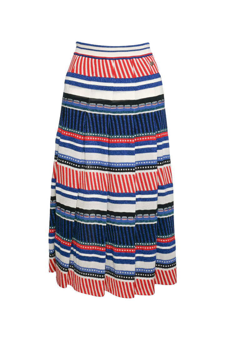Chanel Size 36/40 Metallic Striped Top & Pleated Skirt Set