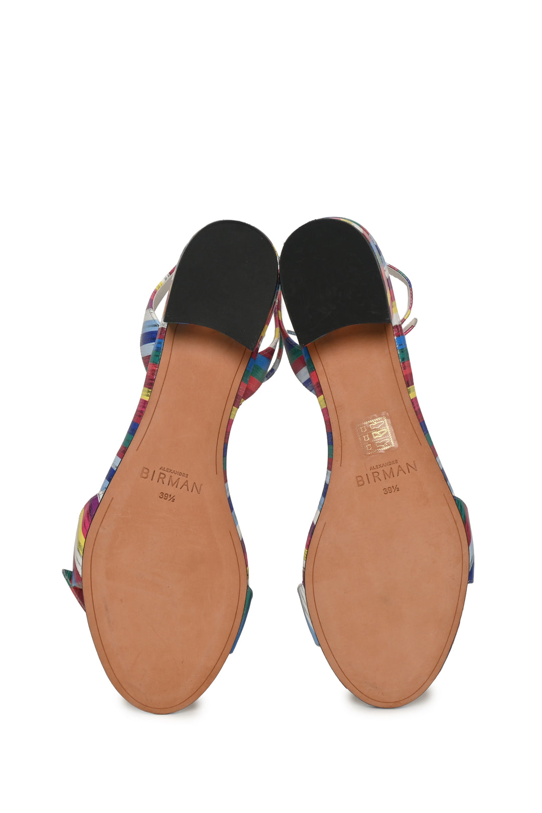 Alexandre Birman Size 39.5 Clarita 30 Multi Stripe Leather Sandals