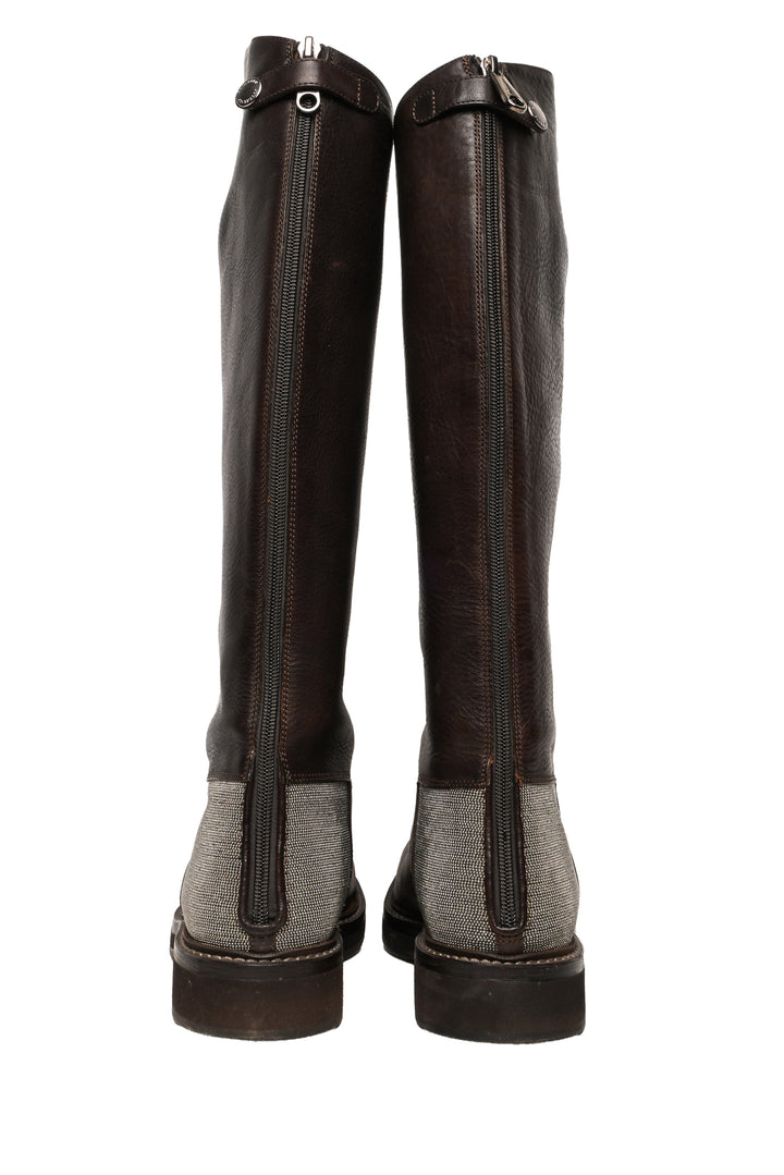 Brunello Cucinelli Size 40 Monili Bead Riding Boots